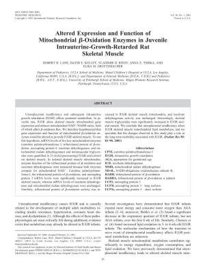 Altered Expression and Function of Mitochondrial Я-Oxidation Enzymes