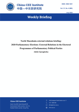 North Macedonia External Relations Briefing: 2020 Parliamentary Elections
