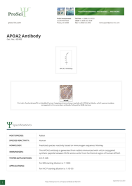APOA2 Antibody Cat