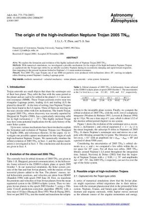 The Origin of the High-Inclination Neptune Trojan 2005 TN53 J
