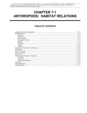 Arthropods: Habitat Relations