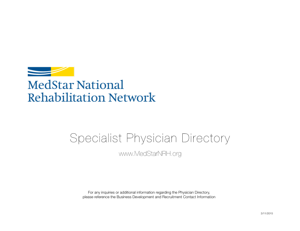 Specialist Physician Directory !