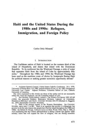 Haiti and the United States During the 1980S and 1990S: Refugees, Immigration, and Foreign Policy