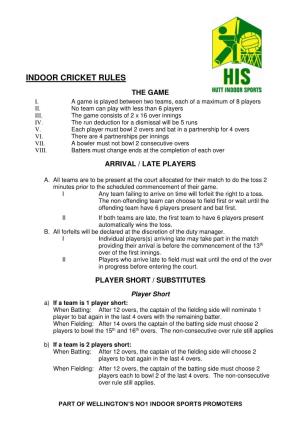 Indoor Cricket Rules