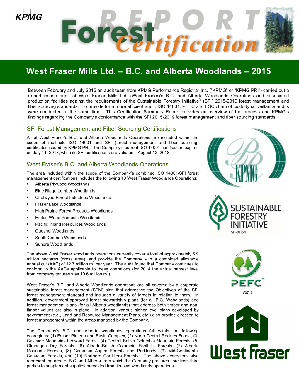 West Fraser Mills Ltd. – B.C