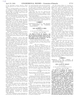 CONGRESSIONAL RECORD— Extensions of Remarks E711 HON