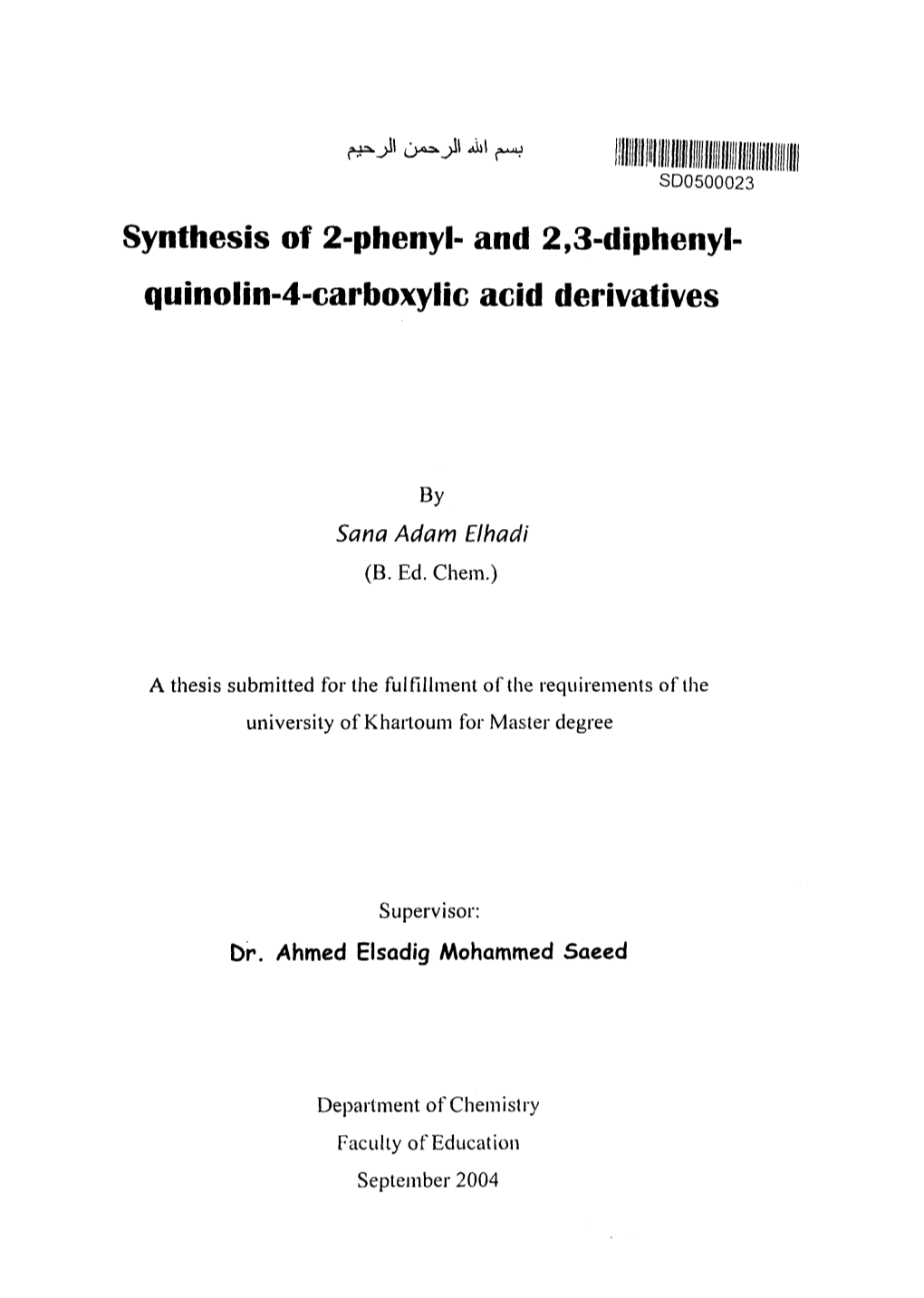 And 2,3-Diphenyl- Quinolin-4-Carboxylic Acid Derivatives