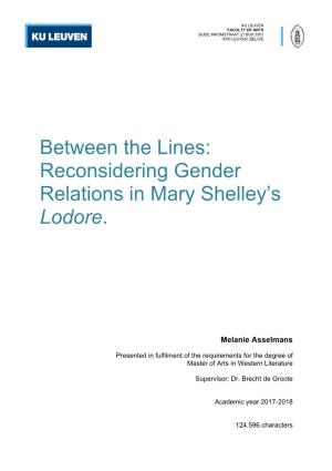Reconsidering Gender Relations in Mary Shelley's Lodore