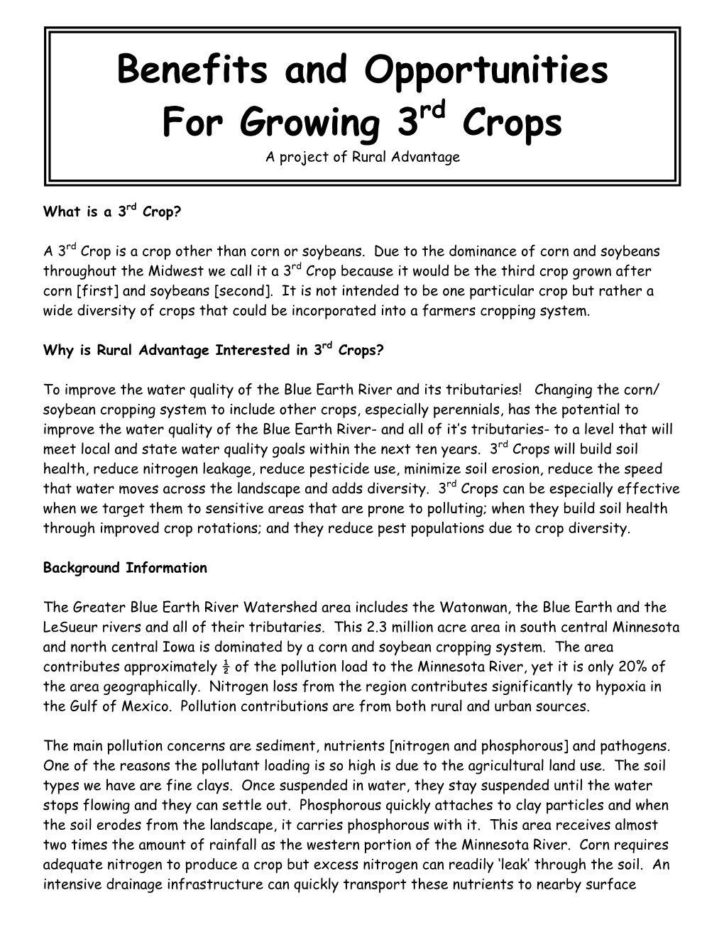 Benefits and Opportunities for Growing 3Rd Crops
