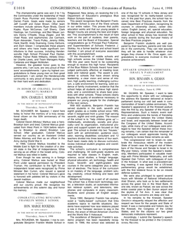 CONGRESSIONAL RECORD— Extensions of Remarks E1018 HON