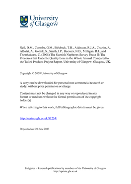 Nephrops Survey Phase II: the Processes That Underlie Quality Loss in the Whole Animal Compared to the Tailed Product