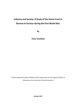 A Study of the Home Front in Barrow-In-Furness During the First