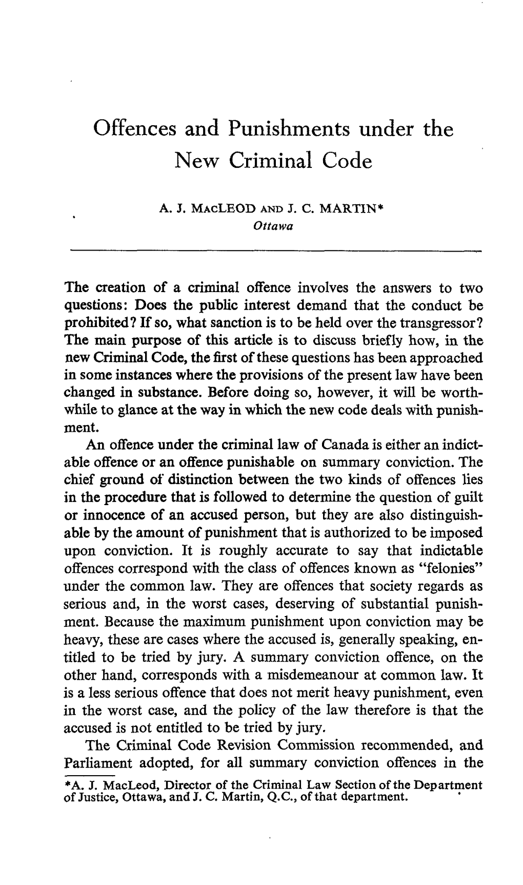 Offences and Punishments Under the New Criminal Code