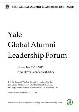 Yale Global Alumni Leadership Forum