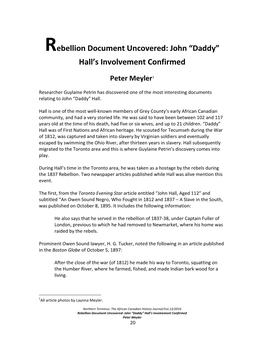 Rebellion Document Uncovered: John “Daddy” Hall's Involvement