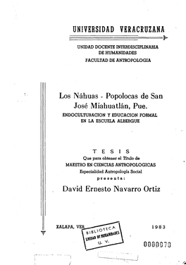 Popolocas De San José Miahuatlán, Pue. David Ernesto Navarro Ortiz