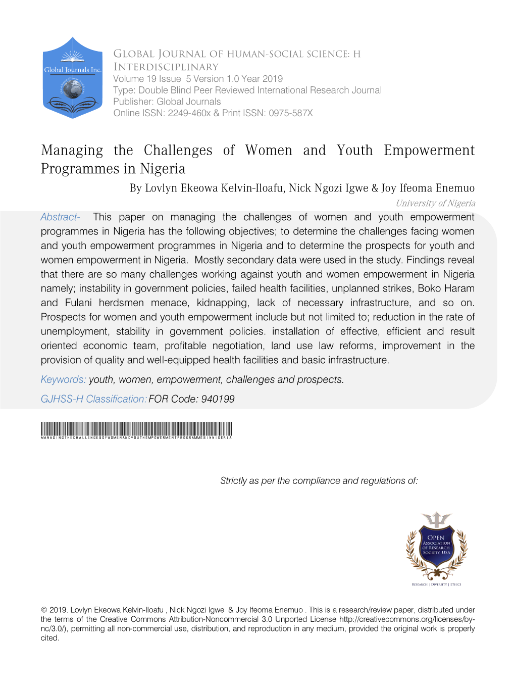 Managing the Challenges of Women and Youth Empowerment