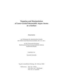 Trapping and Manipulation of Laser-Cooled Metastable Argon Atoms at a Surface