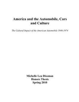 America and the Automobile, Cars and Culture