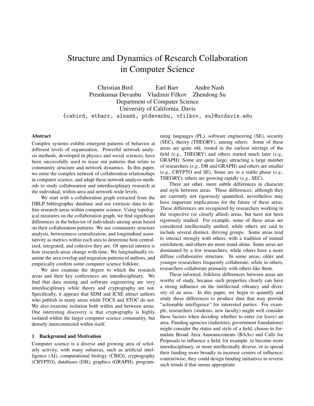 Structure and Dynamics of Research Collaboration in Computer Science