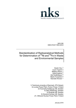 Standardization of Radioanalytical Methods for Determination of 63Ni and 55Fe in Waste and Environmental Samples