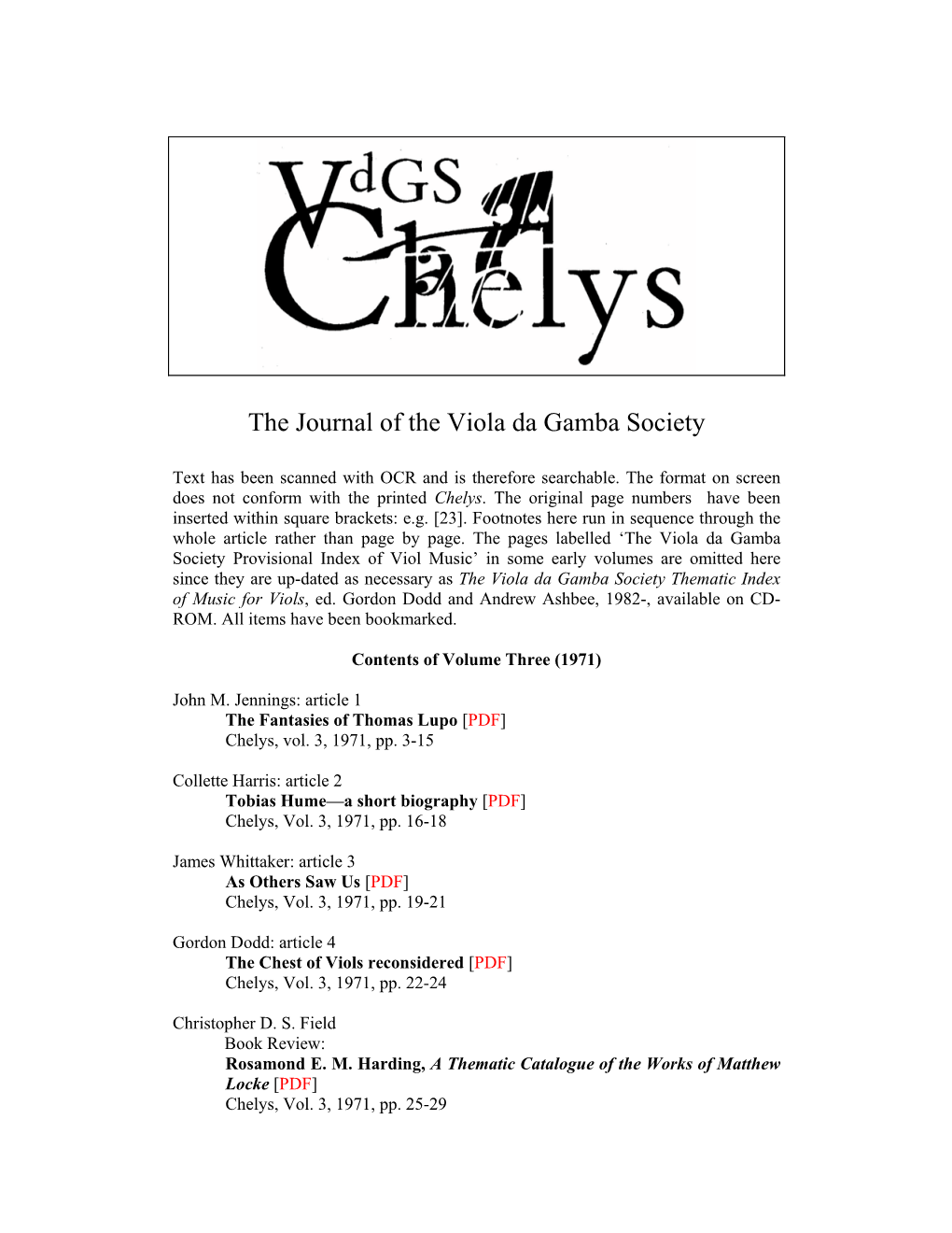 The Journal of the Viola Da Gamba Society