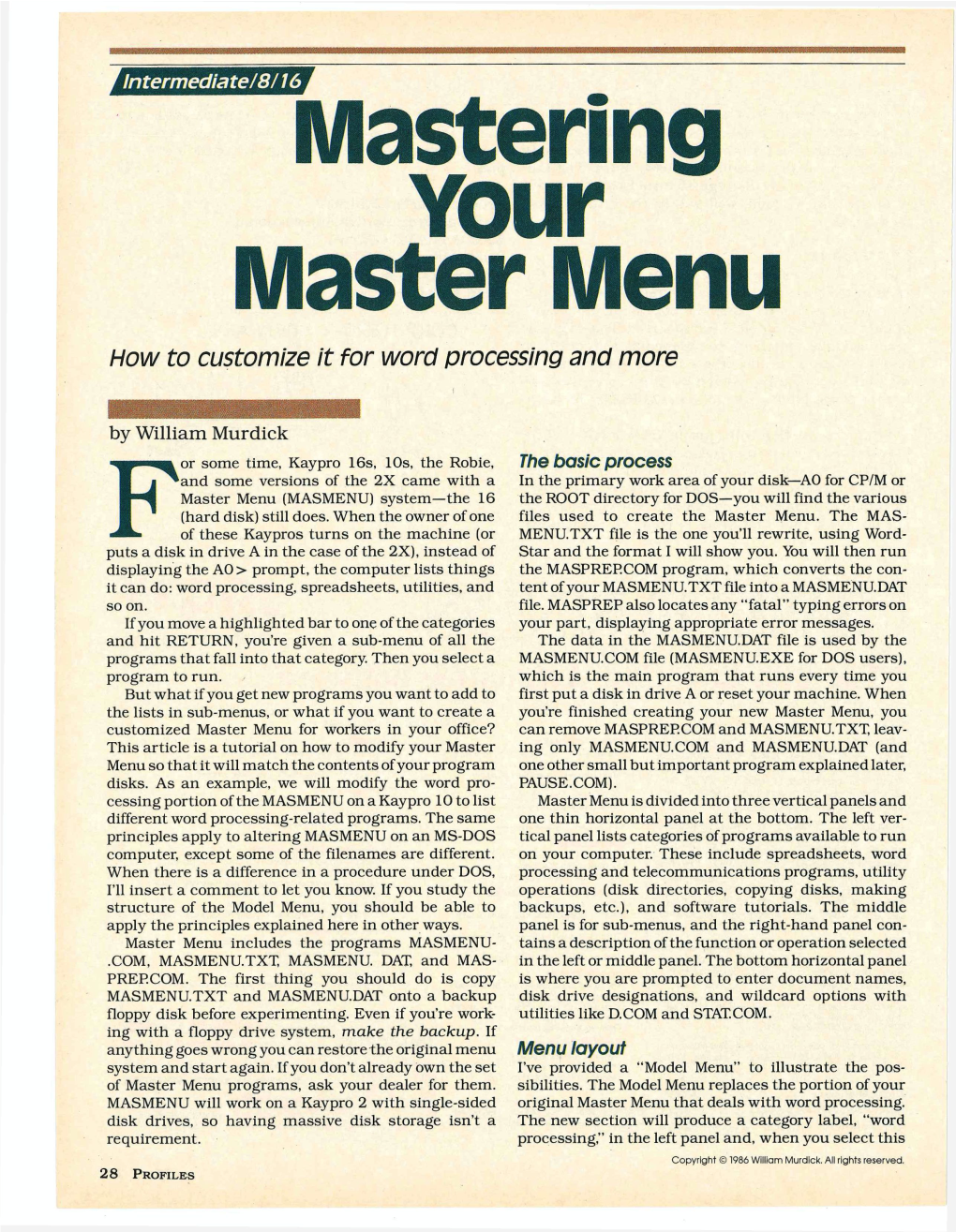 Mastering Your Master Menu How to Customize It for Word Processing and More