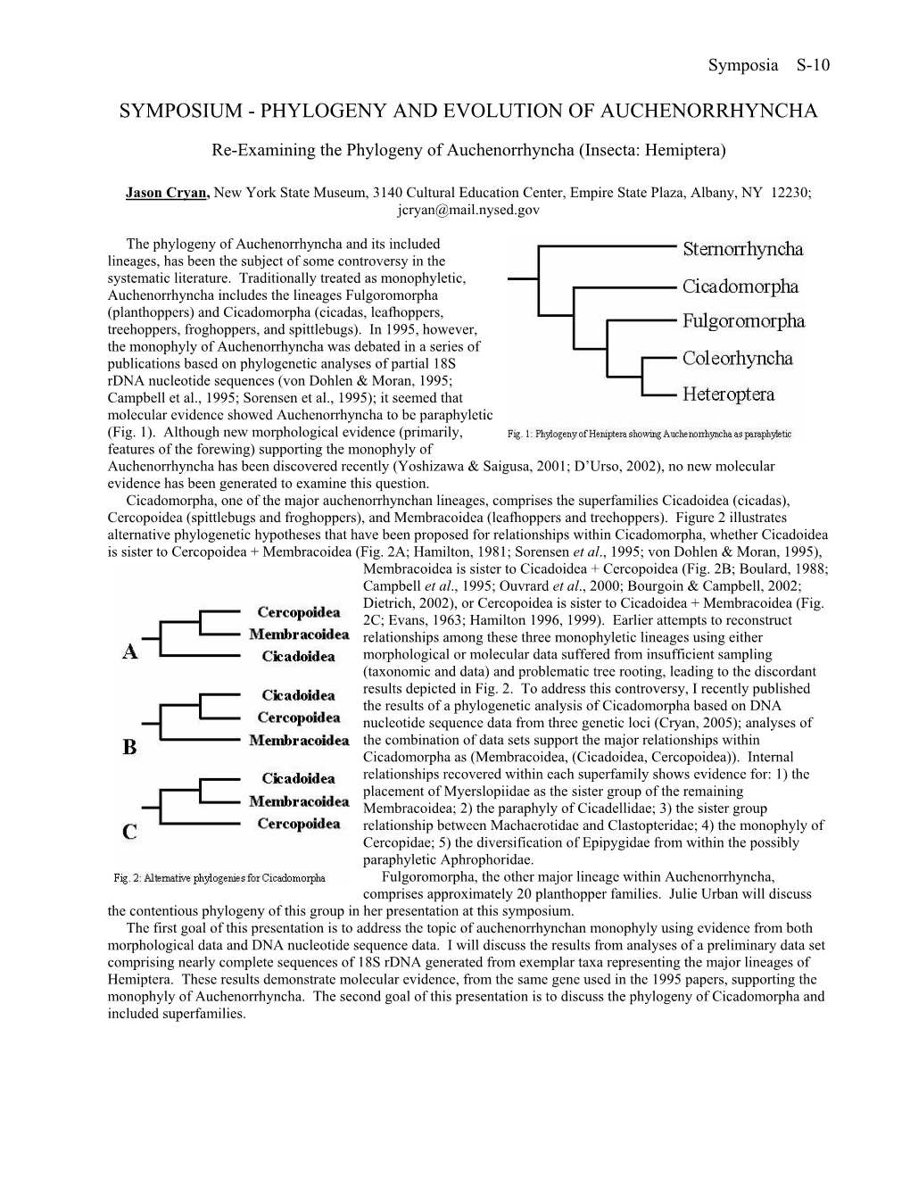 Phylogeny and Evolution of Auchenorrhyncha