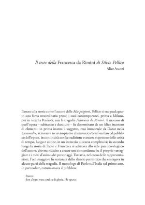 Il Testo Della Francesca Da Rimini Di Silvio Pellico Alice Avanzi