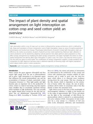 The Impact of Plant Density and Spatial Arrangement on Light Interception on Cotton Crop and Seed Cotton Yield: an Overview