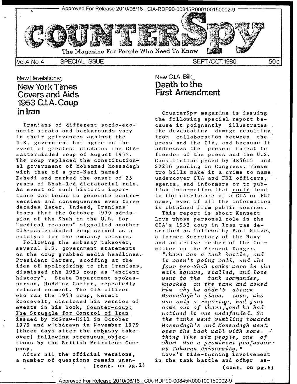 New York Times Covers and Aids 1983 Cia Coup in Iran