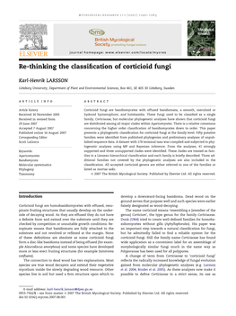 Re-Thinking the Classification of Corticioid Fungi