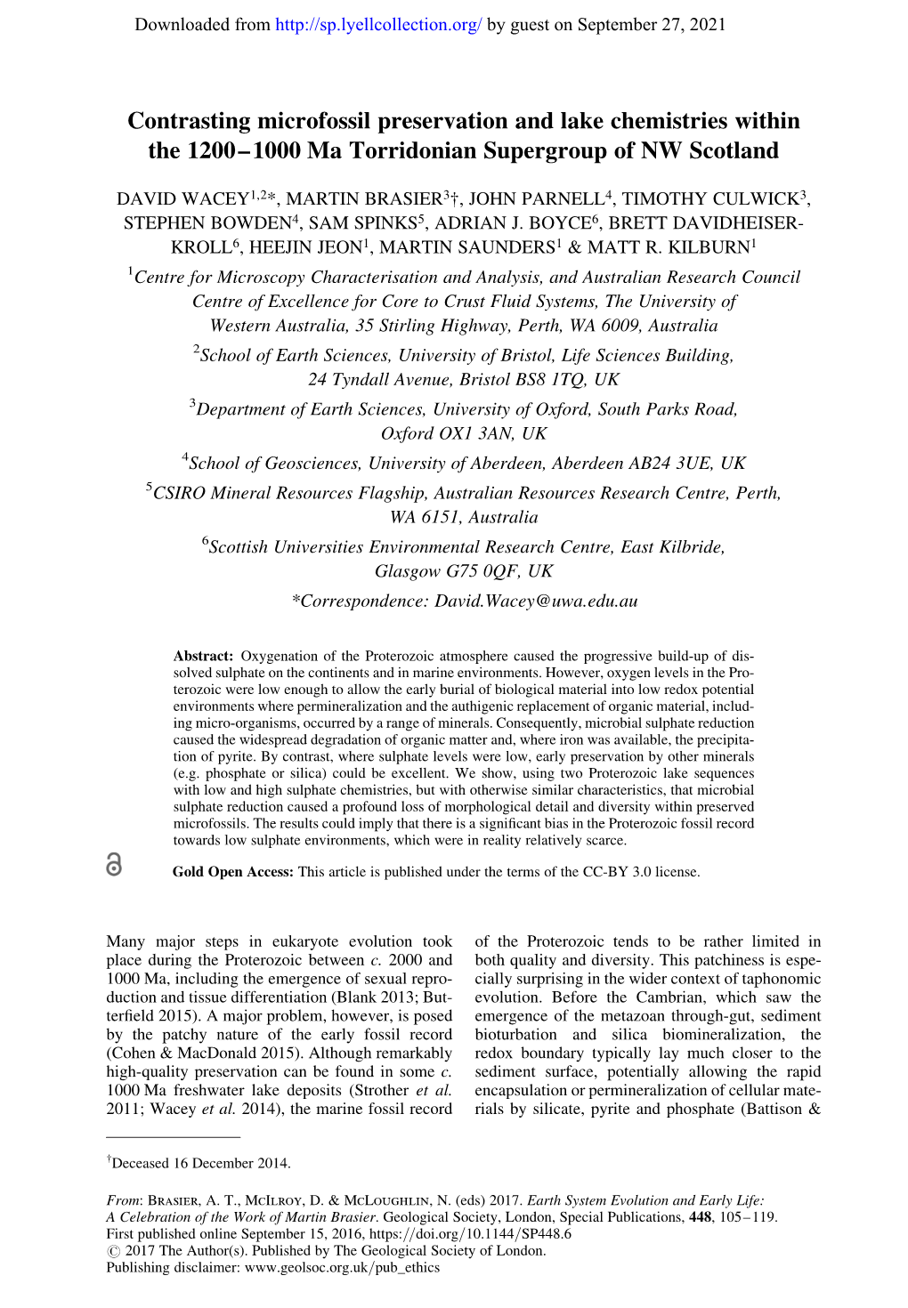 Contrasting Microfossil Preservation and Lake Chemistries Within the 1200–1000 Ma Torridonian Supergroup of NW Scotland