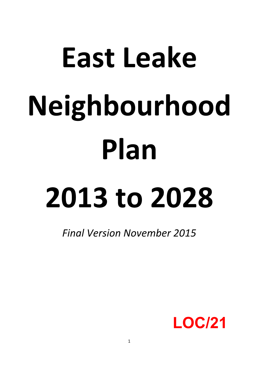 East Leake Neighbourhood Plan 2013 to 2028