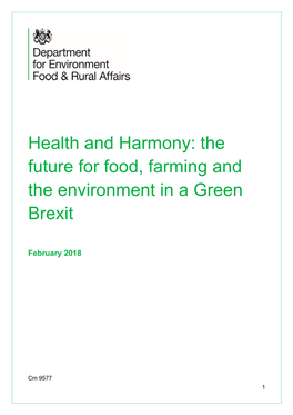 The Future for Food, Farming and the Environment in a Green Brexit