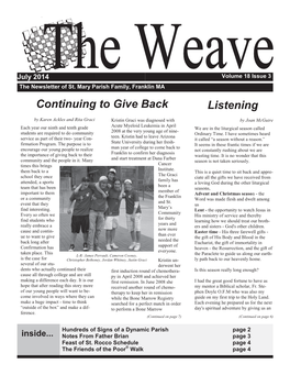 July 2014 Volume 18 Issue 3 the Newsletter of St