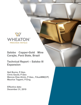 Salobo Copper-Gold Mine Carajás, Pará State, Brazil Technical Report