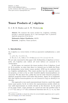 Tensor Products of F-Algebras