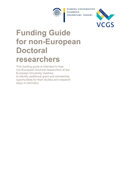 Funding Guide for Non-European Doctoral Researchers