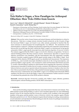 Tick Haller's Organ, a New Paradigm for Arthropod