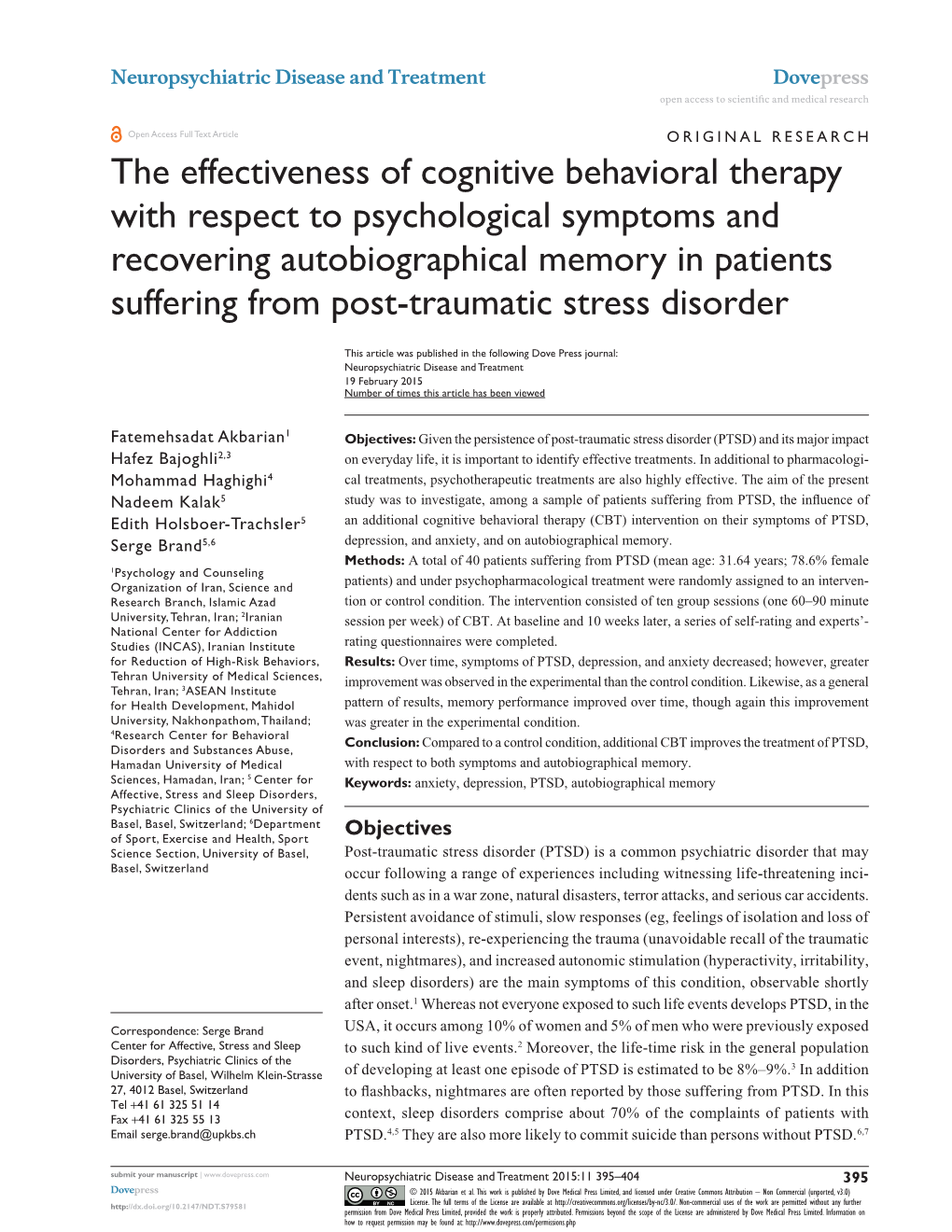 The Effectiveness of Cognitive Behavioral Therapy