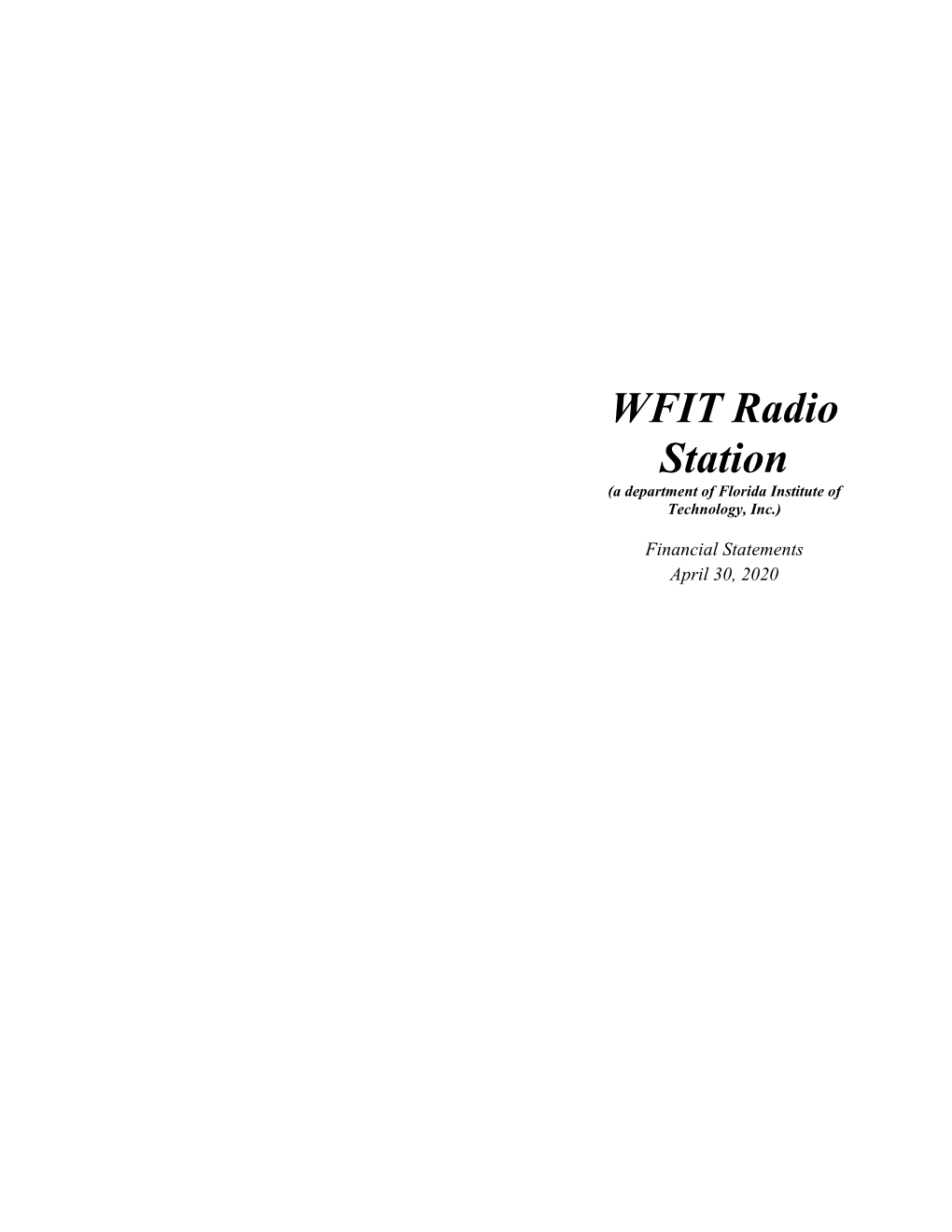 WFIT Radio Station (A Department of Florida Institute of Technology, Inc.)