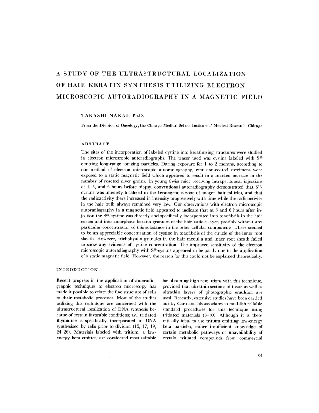 A Study of the Ultrastructural Localization of Hair Keratin Synthesis