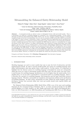 Metamodeling the Enhanced Entity-Relationship Model
