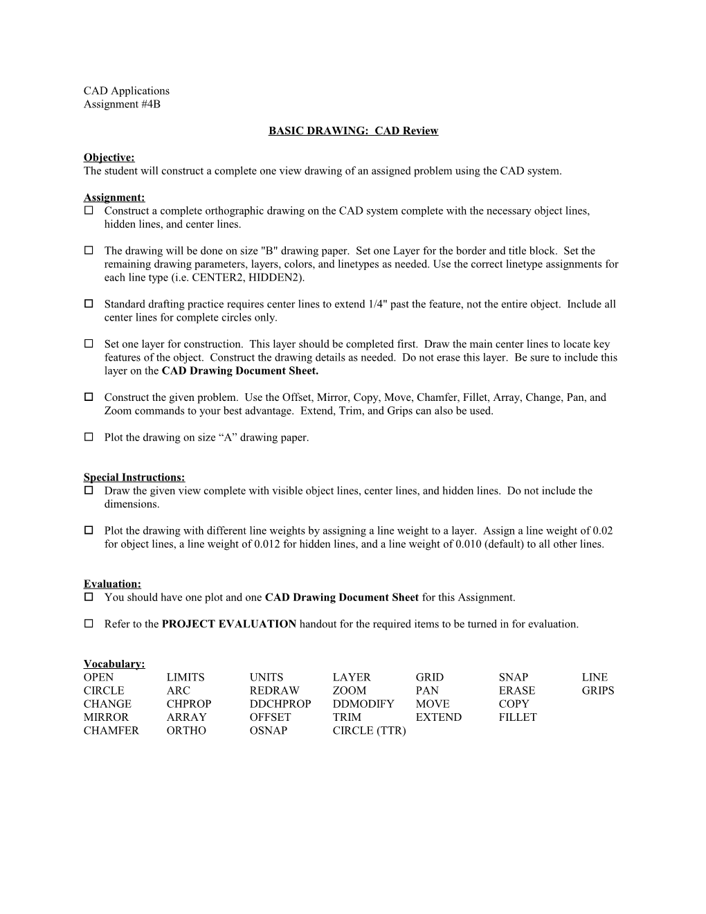 Basic Drawing: CAD Review