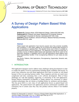 A Survey of Design Pattern Based Web Applications