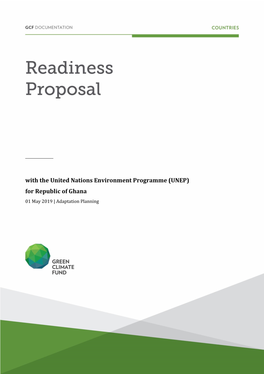 (UNEP) for Republic of Ghana 01 May 2019 | Adaptation Planning