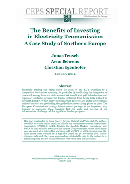 The Benefits of Investing in Electricity Transmission a Case Study of Northern Europe