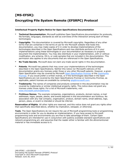[MS-EFSR]: Encrypting File System Remote (EFSRPC) Protocol