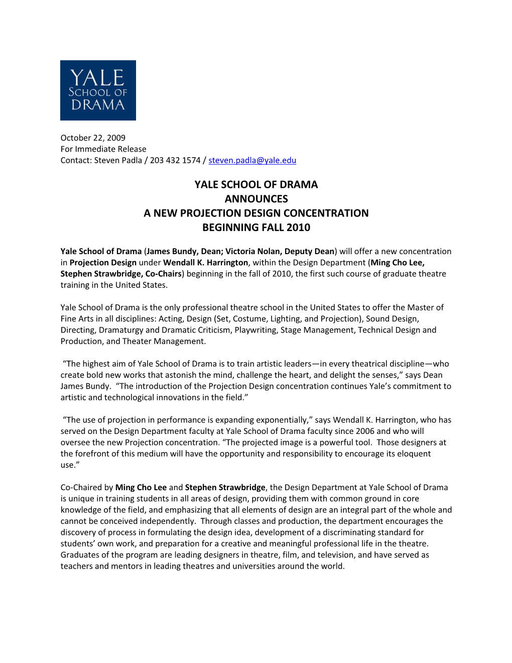 Yale Pressrelease